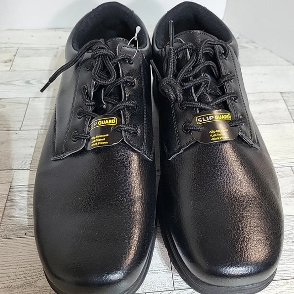 Perry Ellis Portfolio Men's 9.5 M Slip Guard Resistant Blk Work Shoes Ultra Foam - Picture 2 of 8